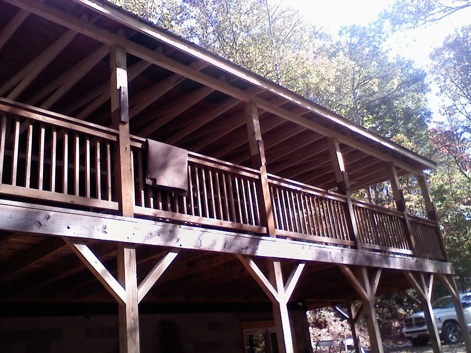 Timber framing under a new elevated porch and deck — Roof Leak Repair in Lewis Center by Roofing Brothers